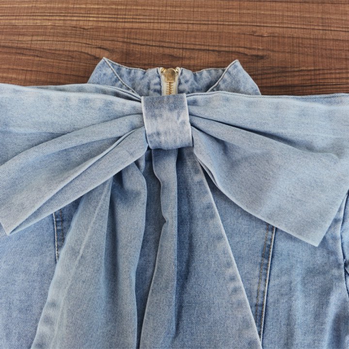 Catwalk all-match shirt back zip denim tops for women