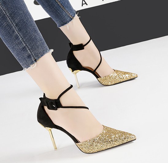 Sequins high-heeled shoes European style sandals for women