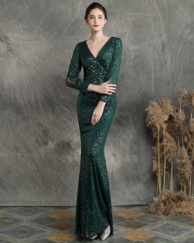 Noble long sequins banquet mermaid elegant evening dress
