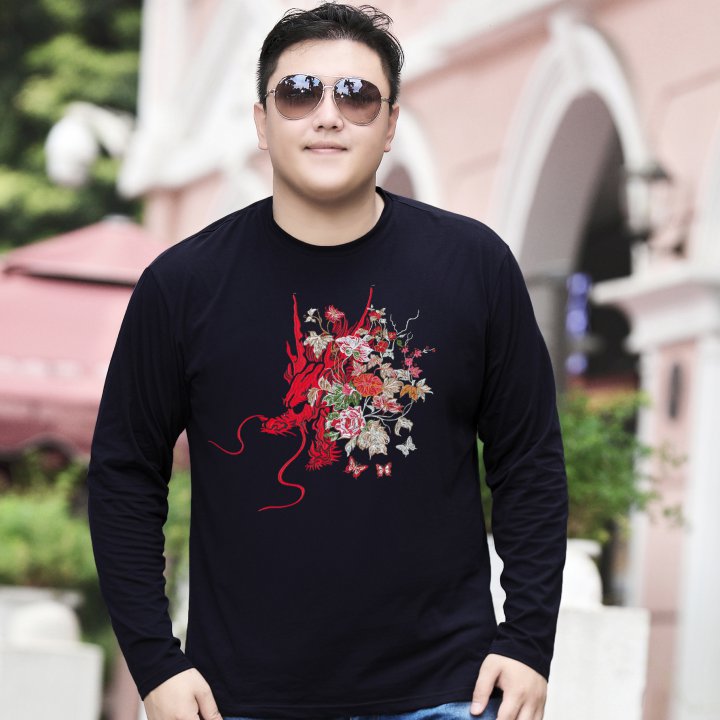 Cotton Chinese style round neck T-shirt for men