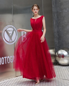 Bride red temperament formal dress slim noble evening dress