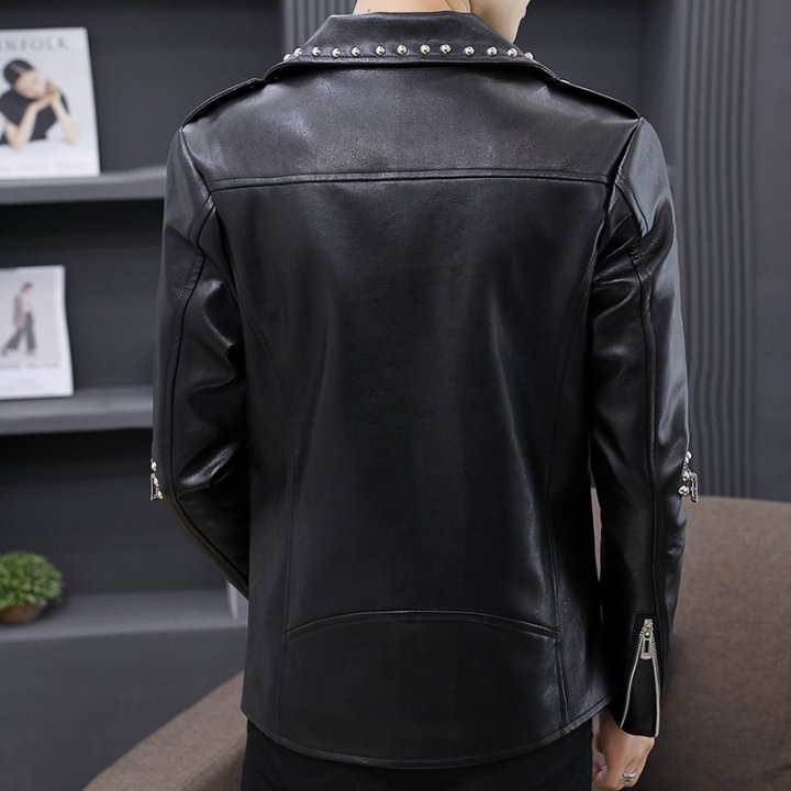 Slim handsome leather coat fashion jacket for men