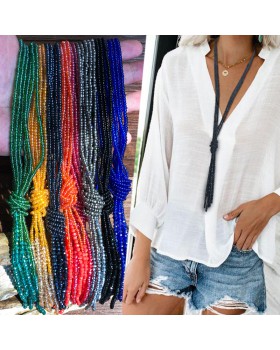Long beads necklace multilayer crystal accessories