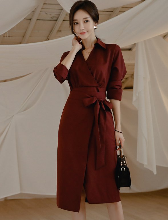 Long sleeve temperament autumn dress for women