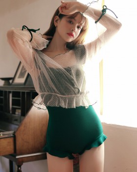 Korean style sexy skirt slim conjoined swimwear for women