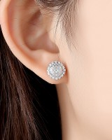 Simple European style stud earrings round zircon earrings