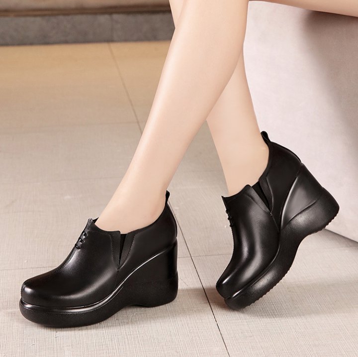 Simple high-heeled platform slipsole shoes for women