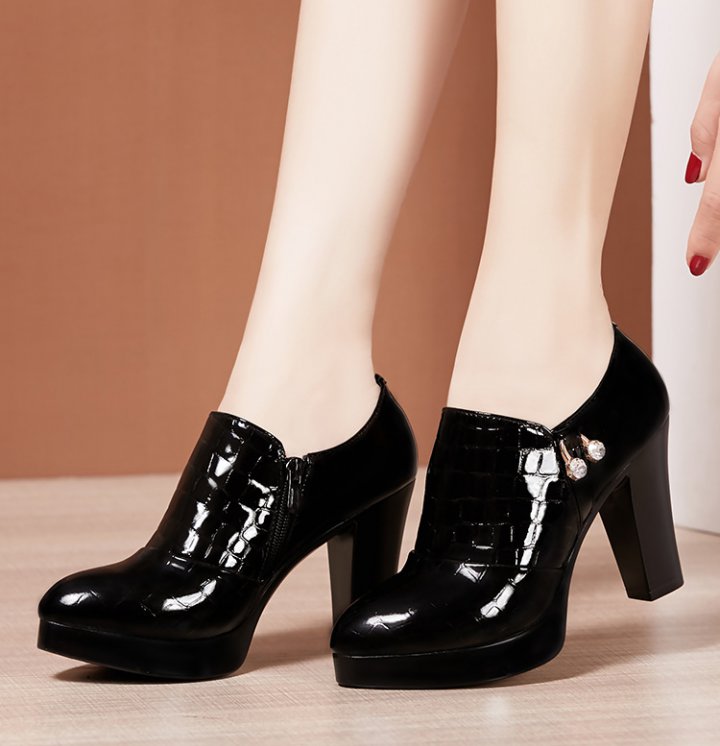 All-match thick shoes embossing high-heeled shoes for women
