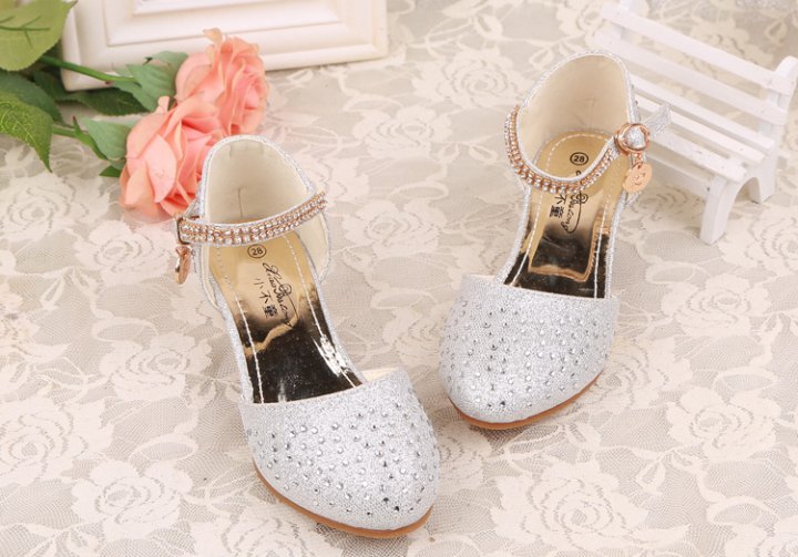 Crystal girl leather shoes little girl shoes for women