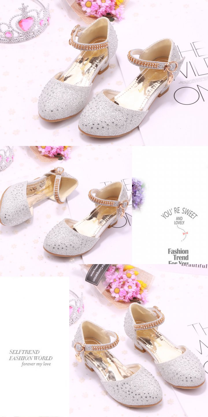 Crystal girl leather shoes little girl shoes for women