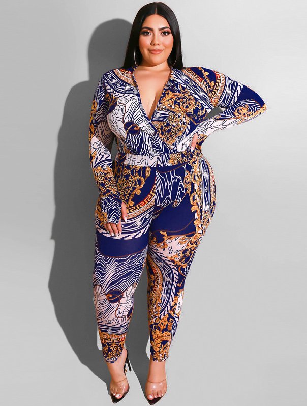 Tight European style sexy large yard package hip jumpsuit