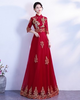 Bride Chinese style dress long sleeve evening dress