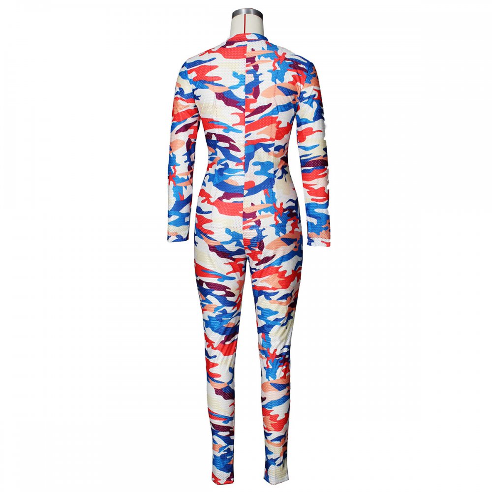Printing sports European style spring jumpsuit for women