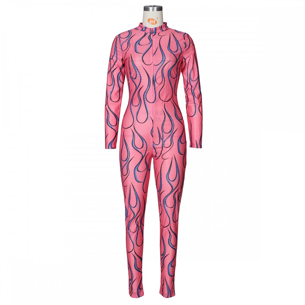 Printing sports European style spring jumpsuit for women
