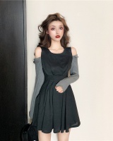 Spring and summer strapless mixed colors sleeve dress for women