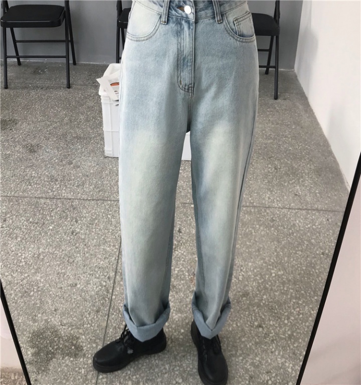 Wide leg mopping jeans high waist pants for women