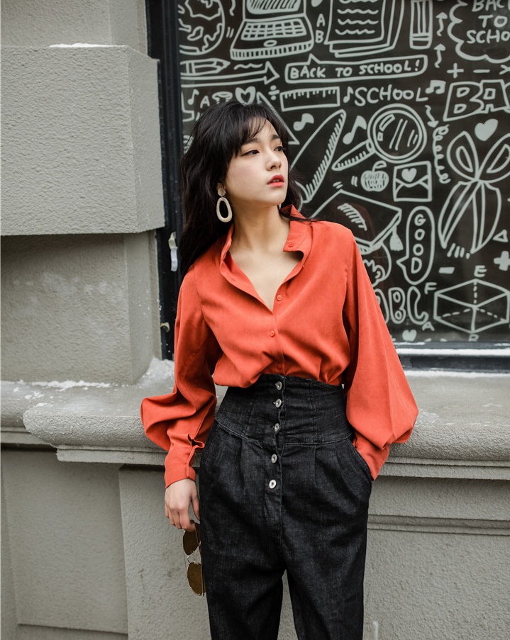 Fashion Korean style tops spring long sleeve shirt