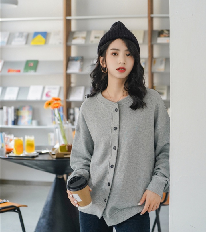 Asymmetry all-match cardigan Korean style loose coat for women