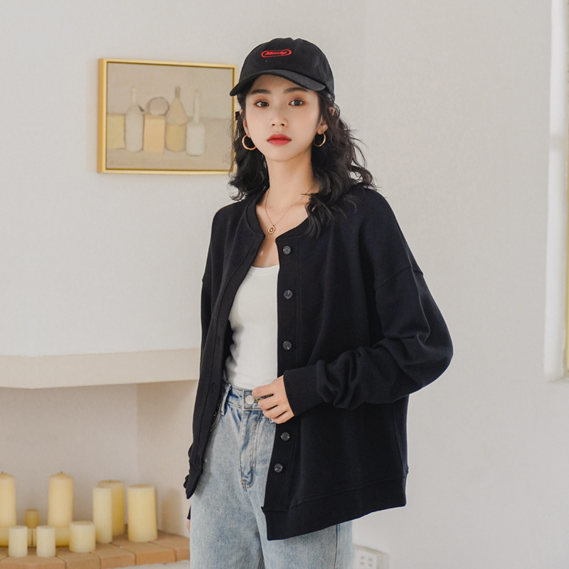 Asymmetry all-match cardigan Korean style loose coat for women