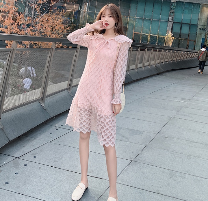 Spring France style pure long sleeve dress for women