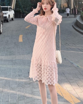 Spring France style pure long sleeve dress for women