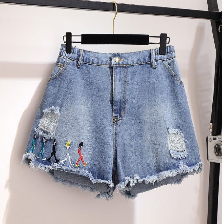 Wide leg spring and summer slim shorts holes large yard jeans