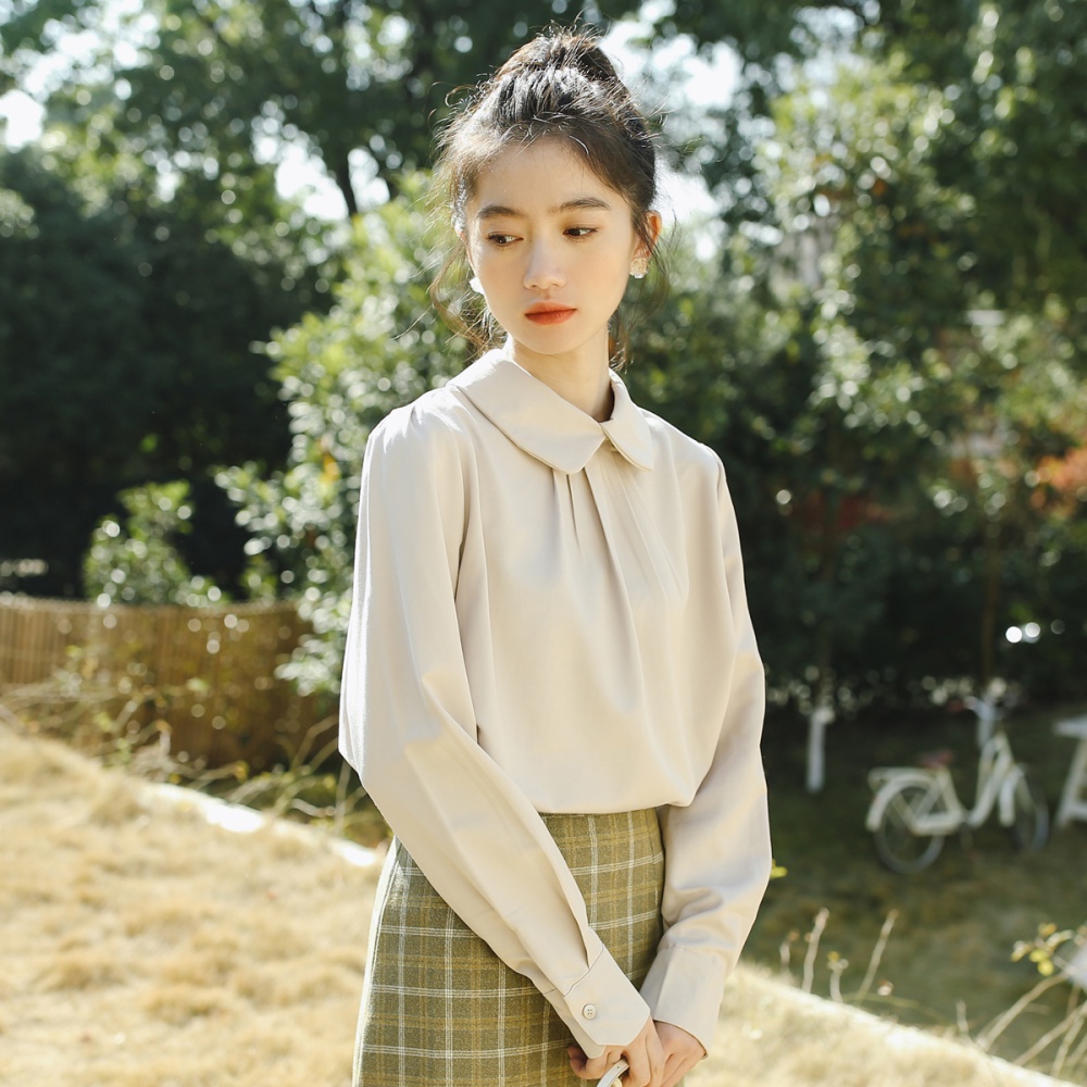 Retro doll collar tops Korean style spring shirt