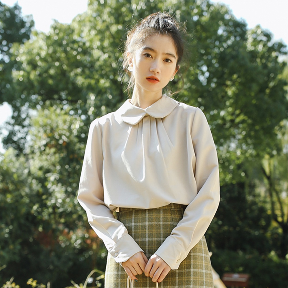 Retro doll collar tops Korean style spring shirt