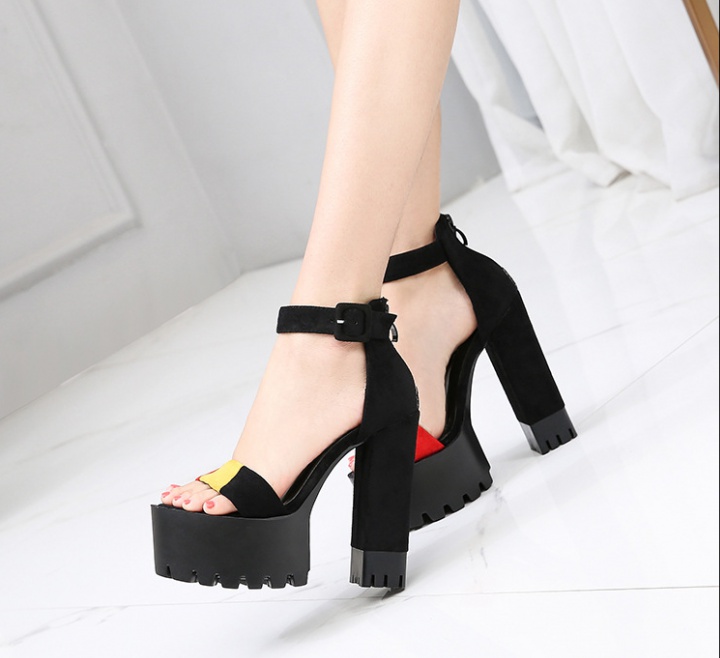 Mixed colors high-heeled platform thick sandals for women