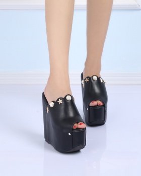 High-heeled rhinestone slippers slipsole shoes for women