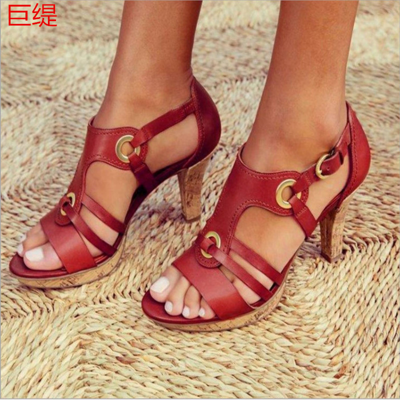 High-heeled spring and summer large yard sandals