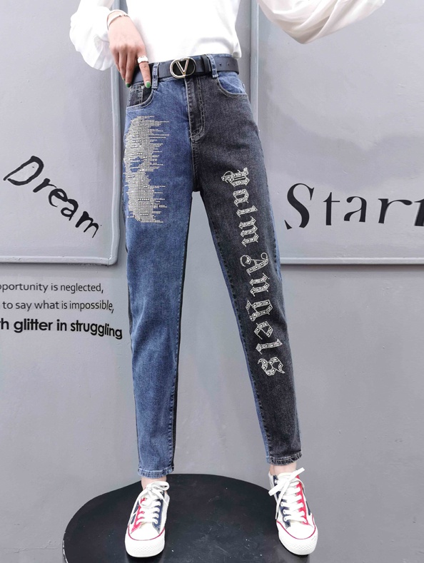 Spring jeans nine tenths collapse pants for women