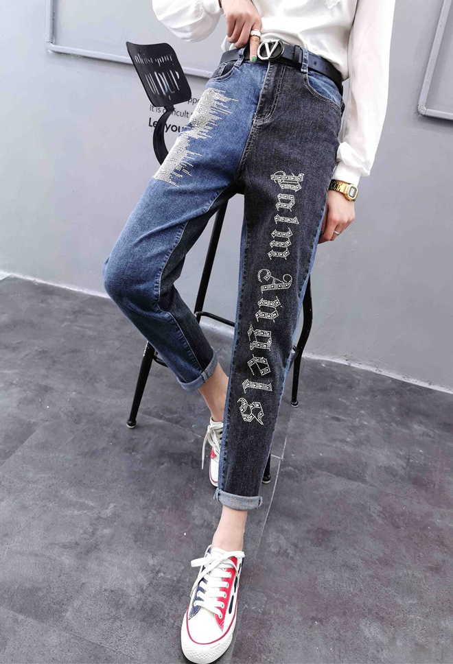 Spring jeans nine tenths collapse pants for women