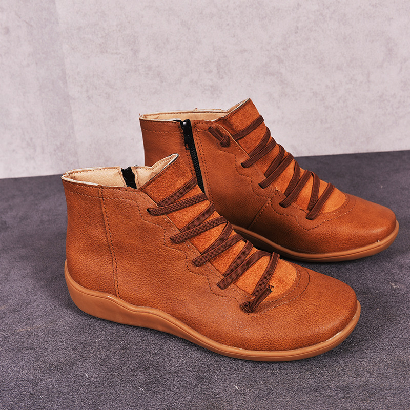 European style side zipper winter rome short boots