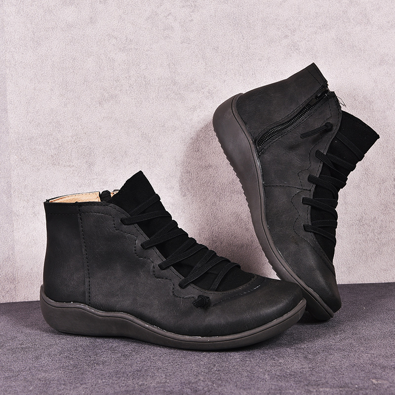 European style side zipper winter rome short boots
