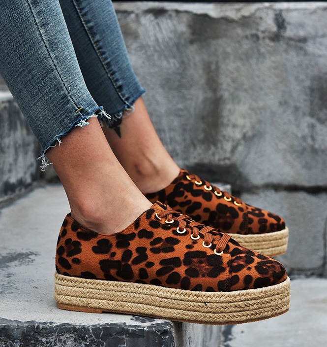 Hemp rope autumn and winter leopard Casual shoes