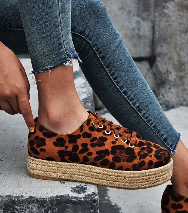 Hemp rope autumn and winter leopard Casual shoes