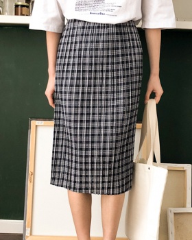 Plaid crimp slim Korean style summer skirt