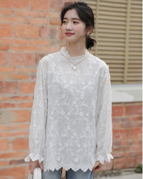 Autumn lace collar shirt stereoscopic tops for women