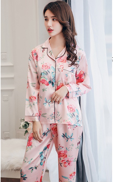 Ice silk homewear silk pajamas a set for women