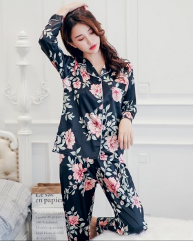 Ice silk homewear silk pajamas a set for women