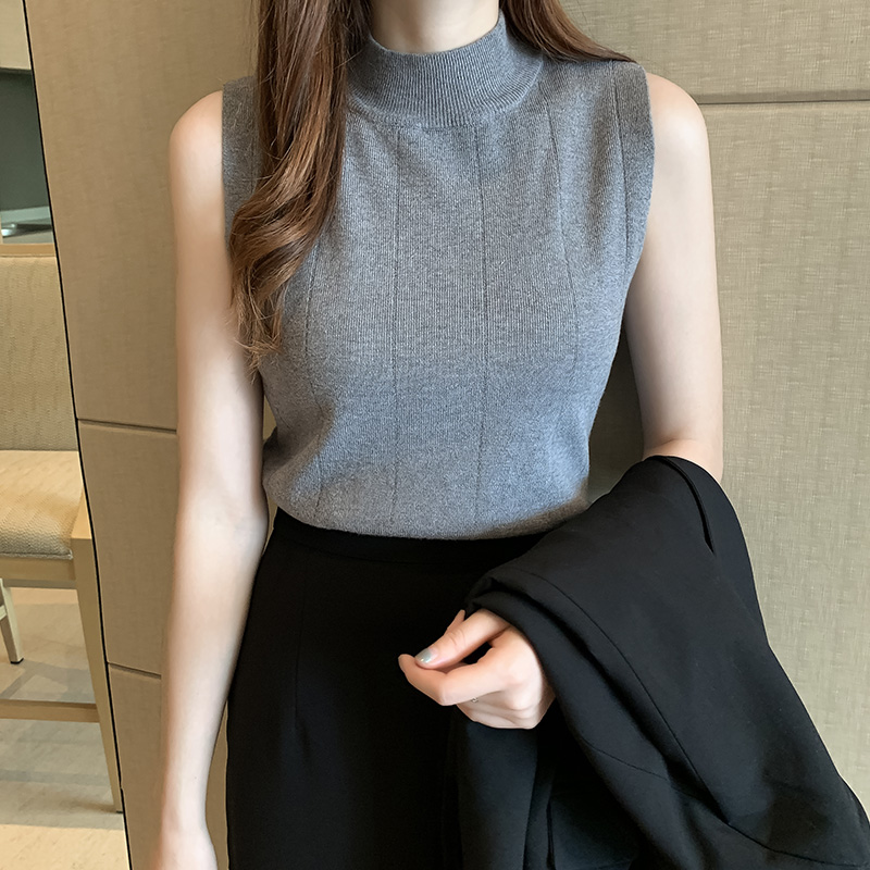 Knitted ice silk tops spring and summer sling vest