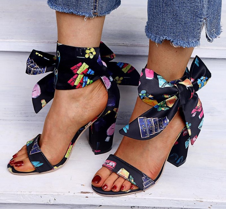 High-heeled bow spring and summer sandals for women
