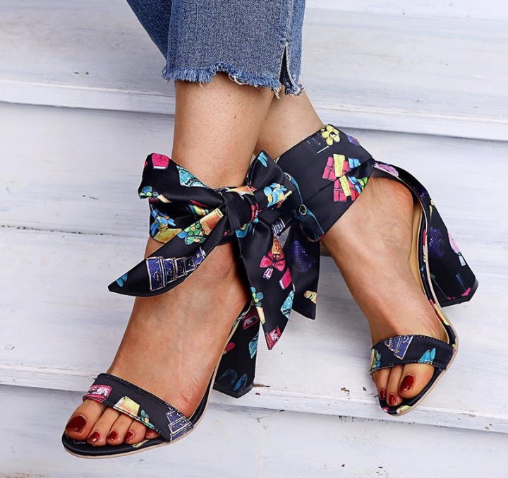 High-heeled bow spring and summer sandals for women