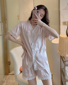 Summer at home thin real silk pajamas a set