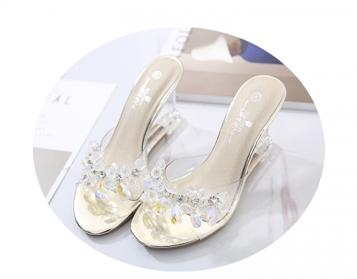 Rhinestone slipsole high-heeled shoes all-match sandals