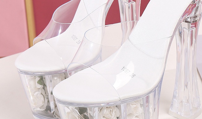 Colors high-heeled roses shoes thick crystal platform