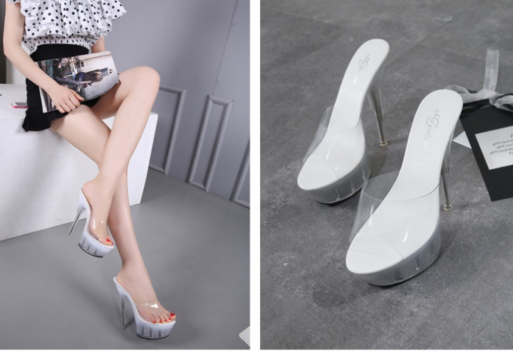 Crystal catwalk shoes waterproof high-heeled sandals