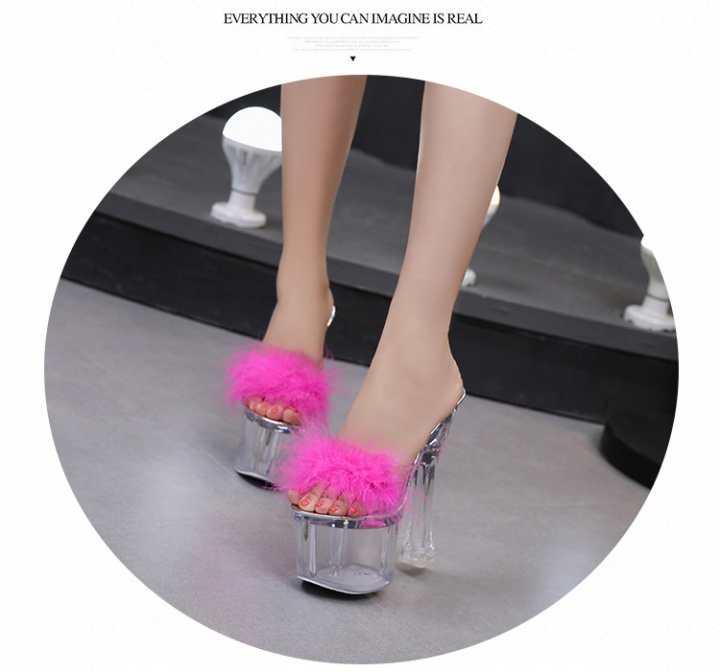 Slipsole platform crystal slippers for women