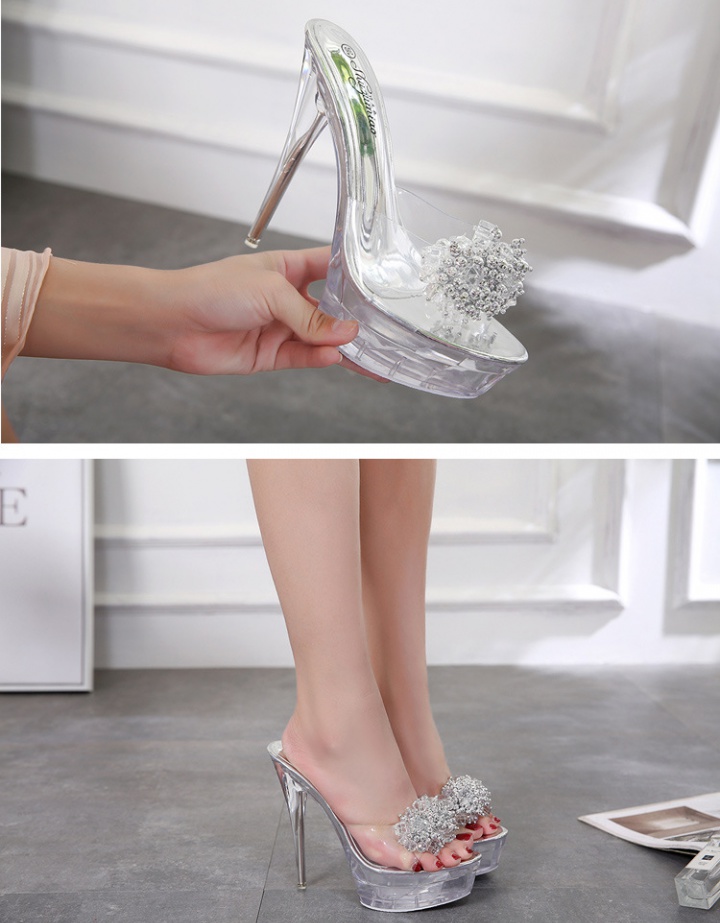 High-heeled summer slippers sexy glass sandals